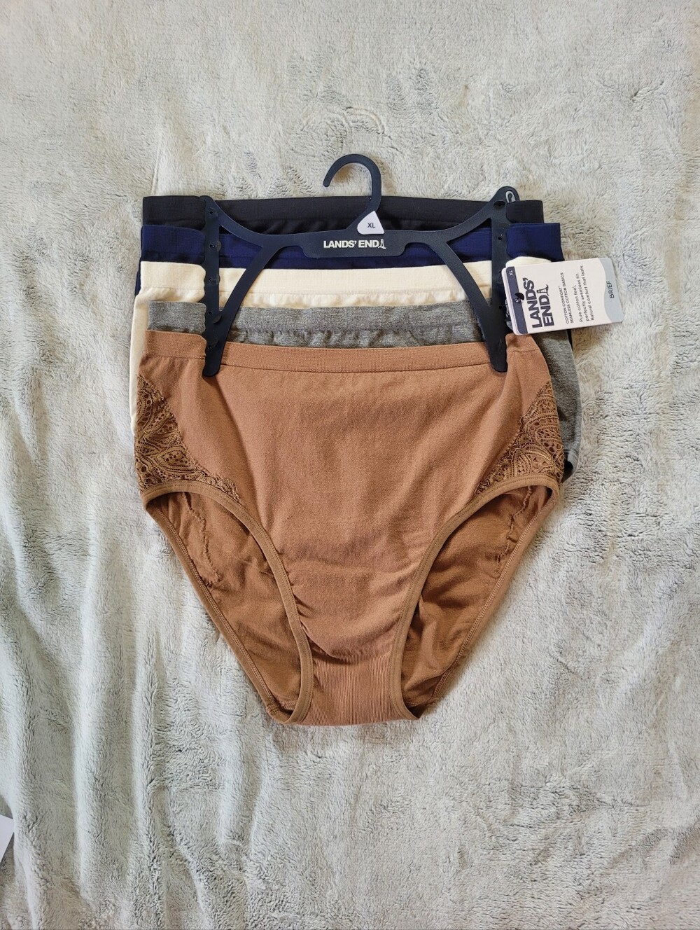 5-Pk Lands End Womens XL Cotton Comfort Seamless Briefs Panties Underwear